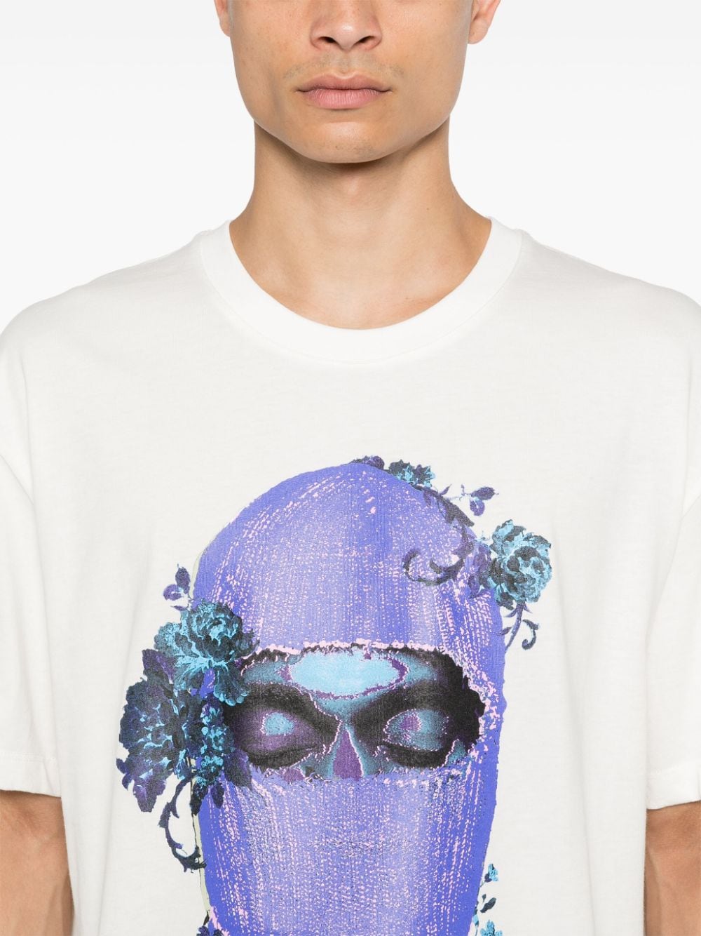 T-shirt bianca mask black roses