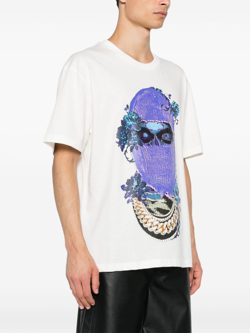 T-shirt bianca mask black roses