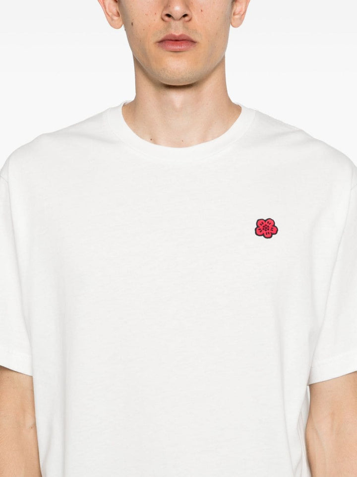 T-shirt bianca logo boke flower rosso