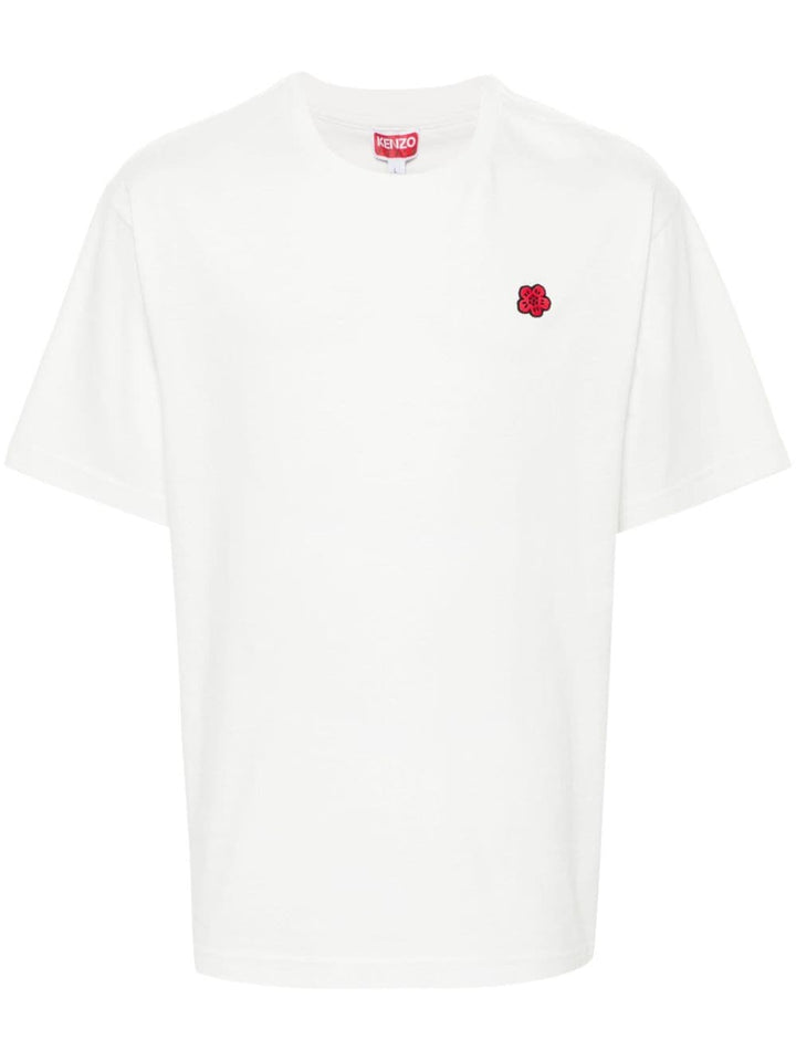 T-shirt bianca logo boke flower rosso