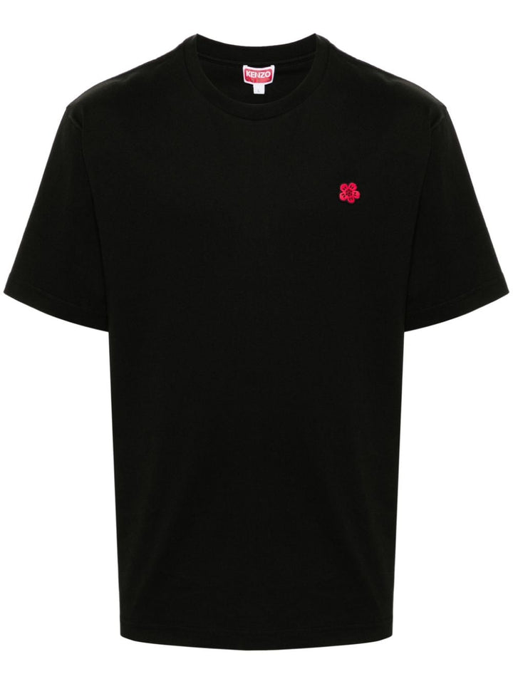 T-shirt nera logo boke flower rosso