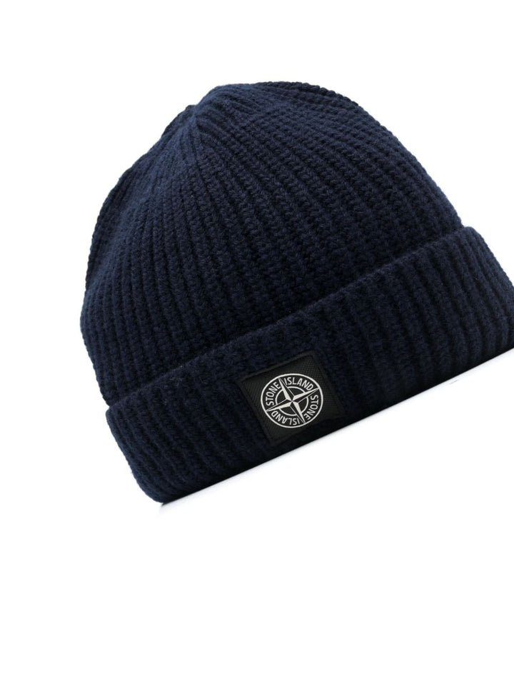 Beanie blu a coste