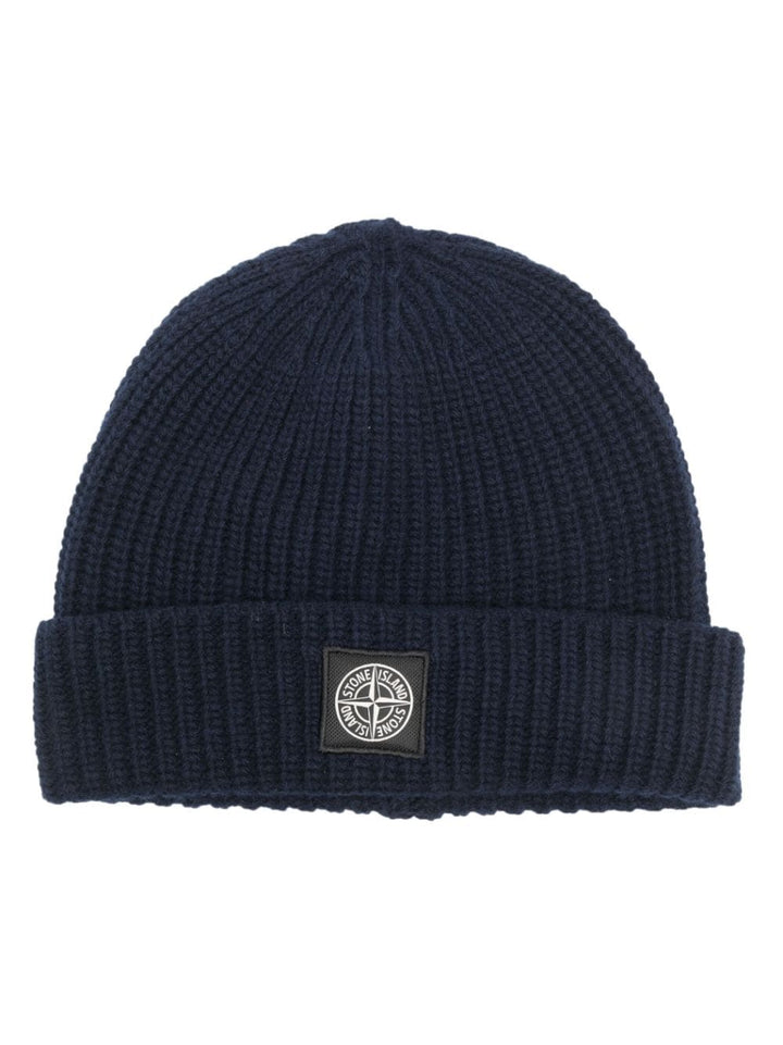 Beanie blu a coste