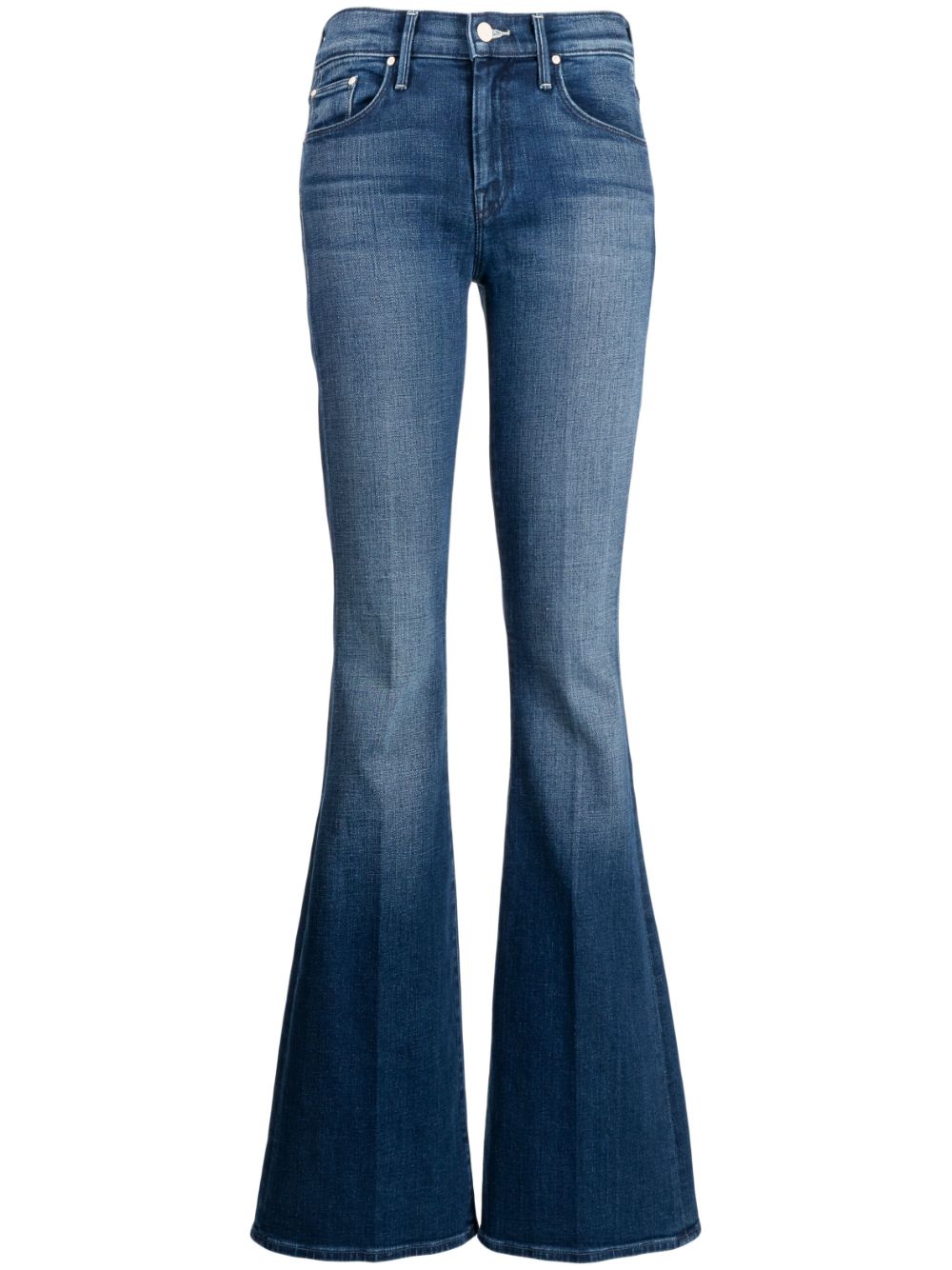 Flared jeans with lightened effect