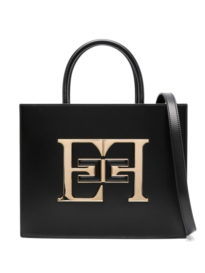 Borsa tote con placca logo media