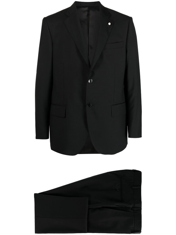 single-breasted suit in black virgin wool