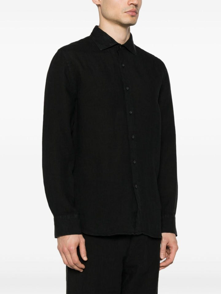 Black slim-fit linen shirt