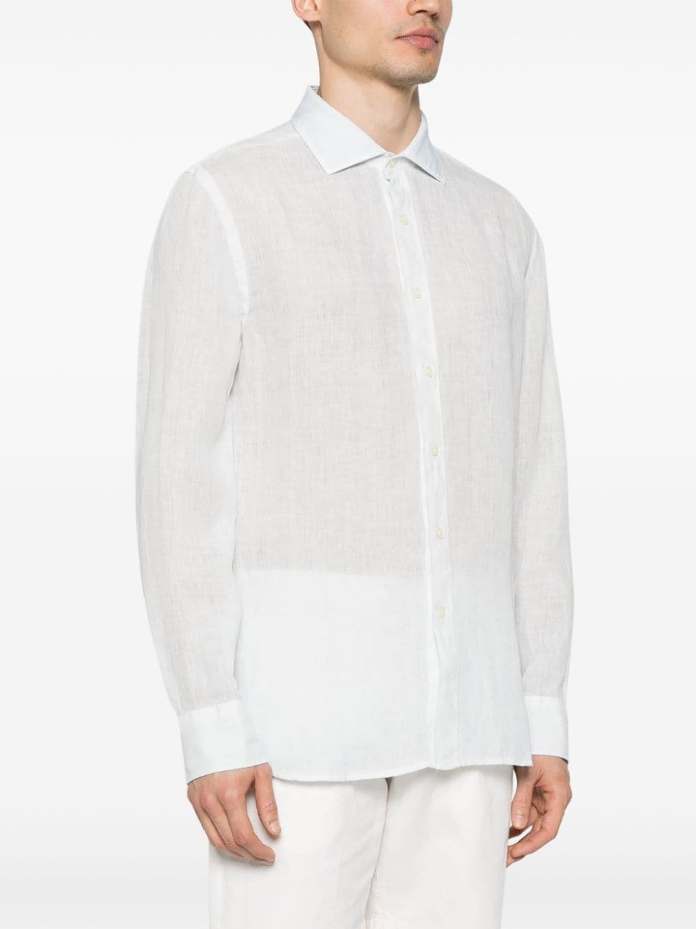 Camicia bianca in lino slim-fit