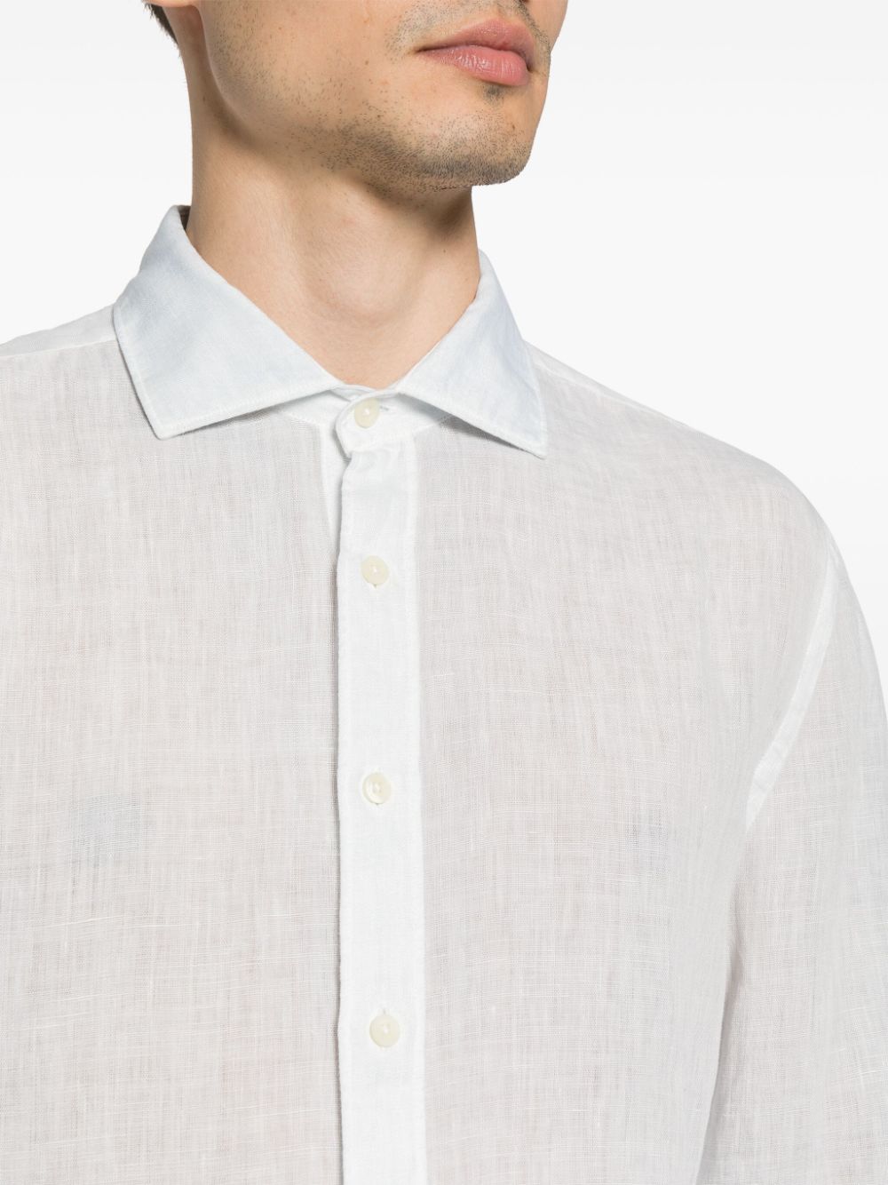Camicia bianca in lino slim-fit