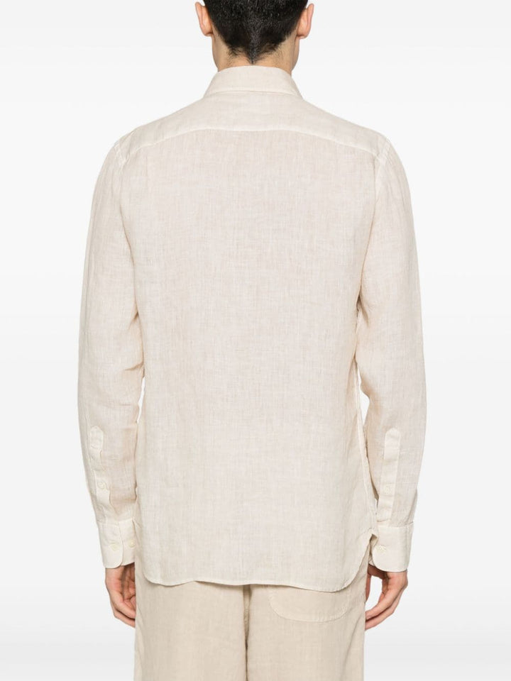 Beige slim-fit linen shirt