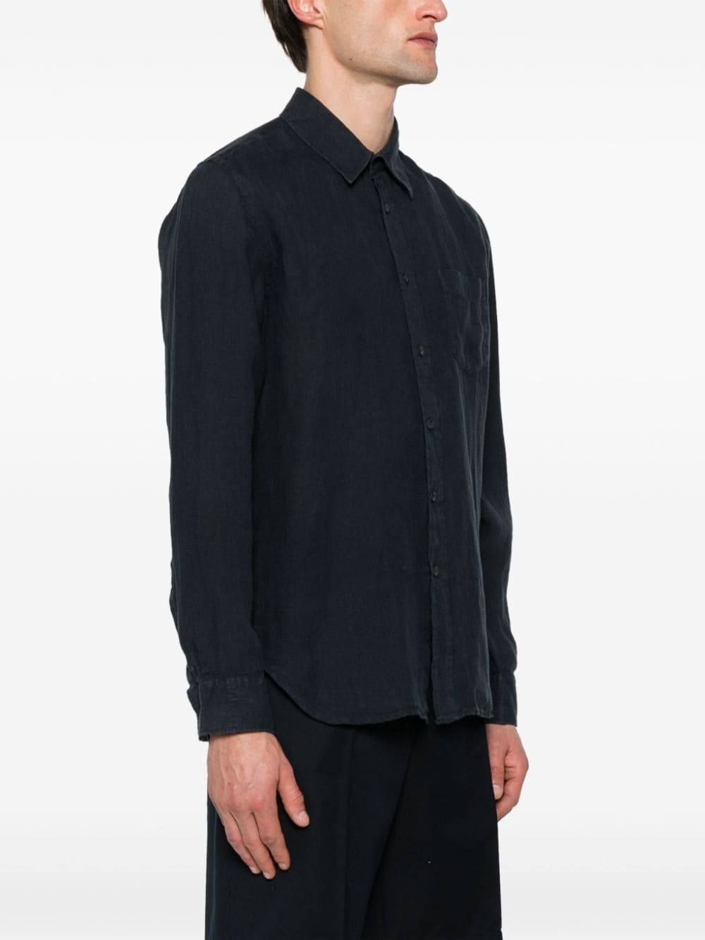 Regular-fit blue linen shirt