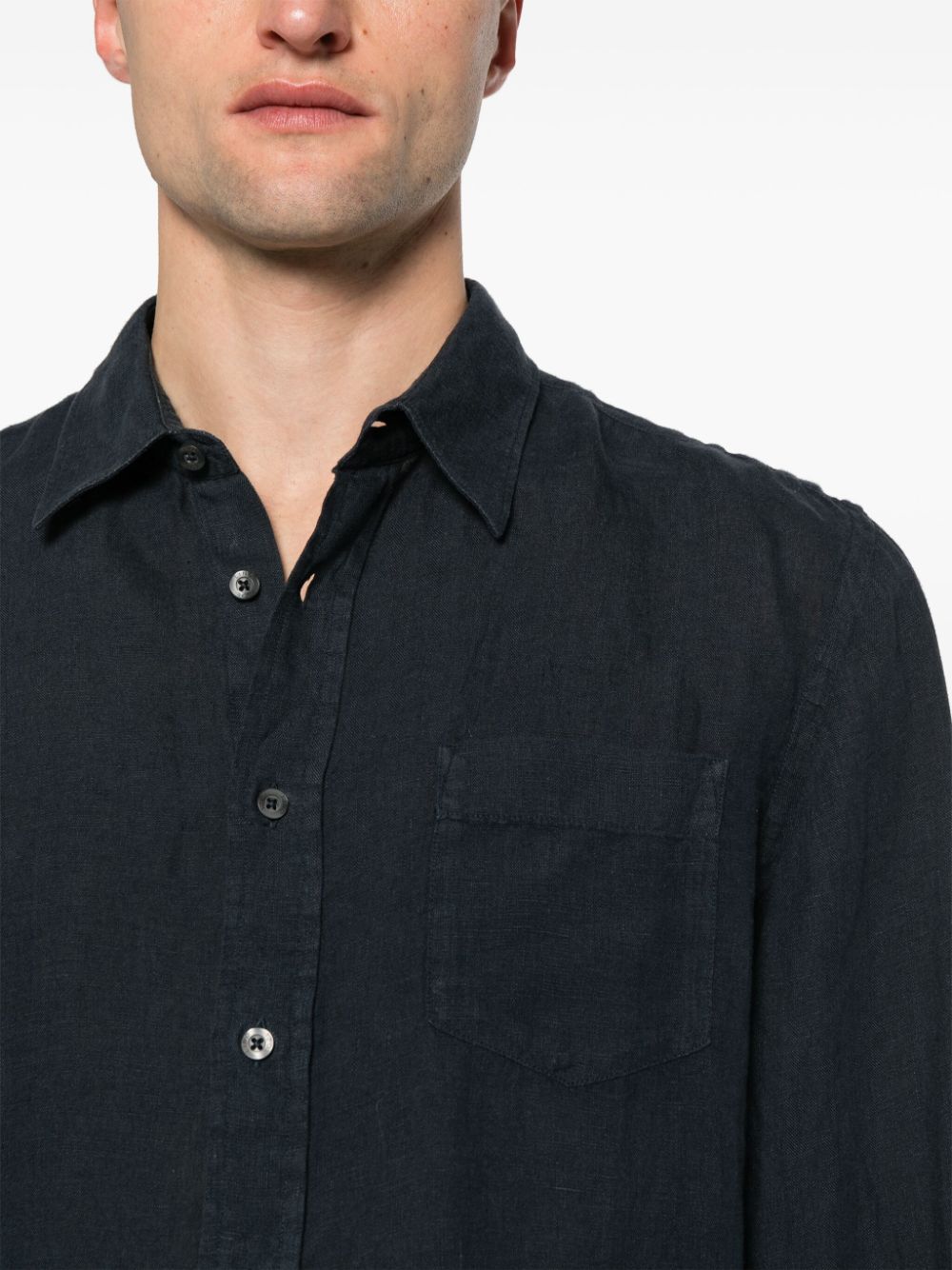 Camicia blu in lino regular-fit