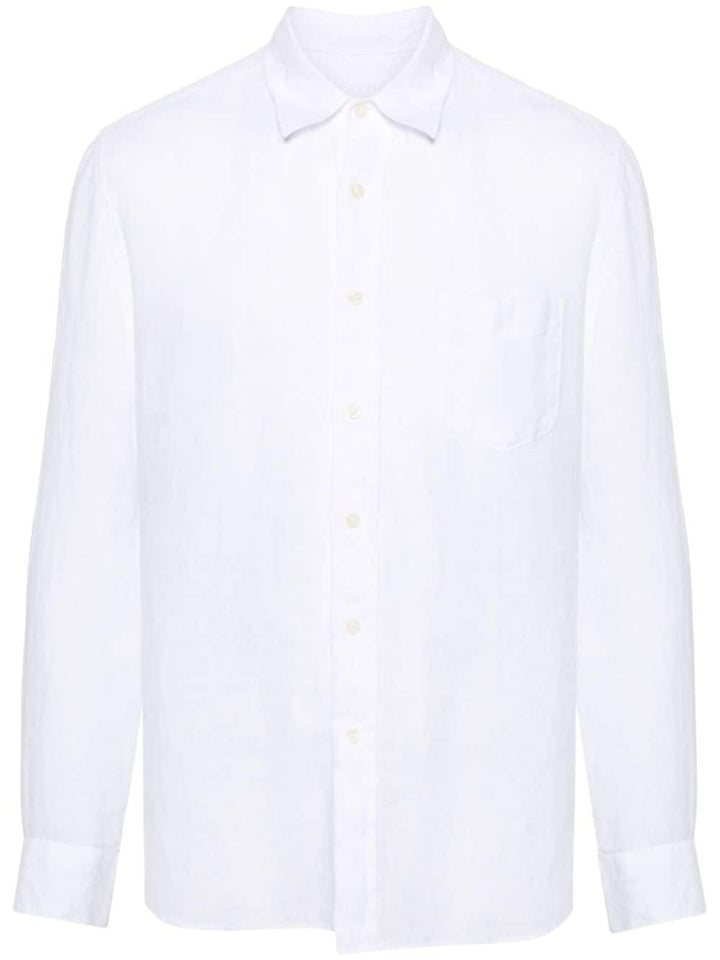 Regular-fit white linen shirt