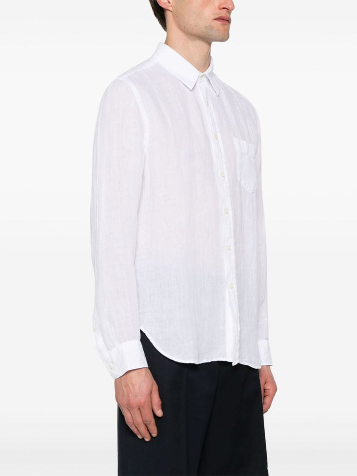 Regular-fit white linen shirt