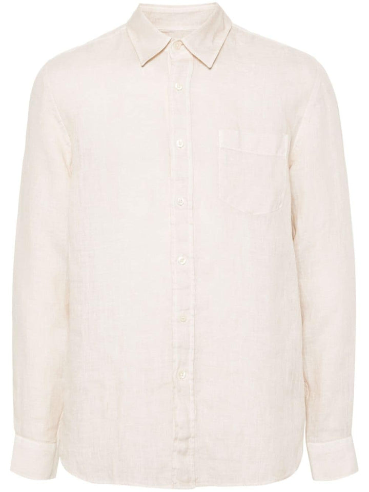 Camicia beige in lino regular-fit