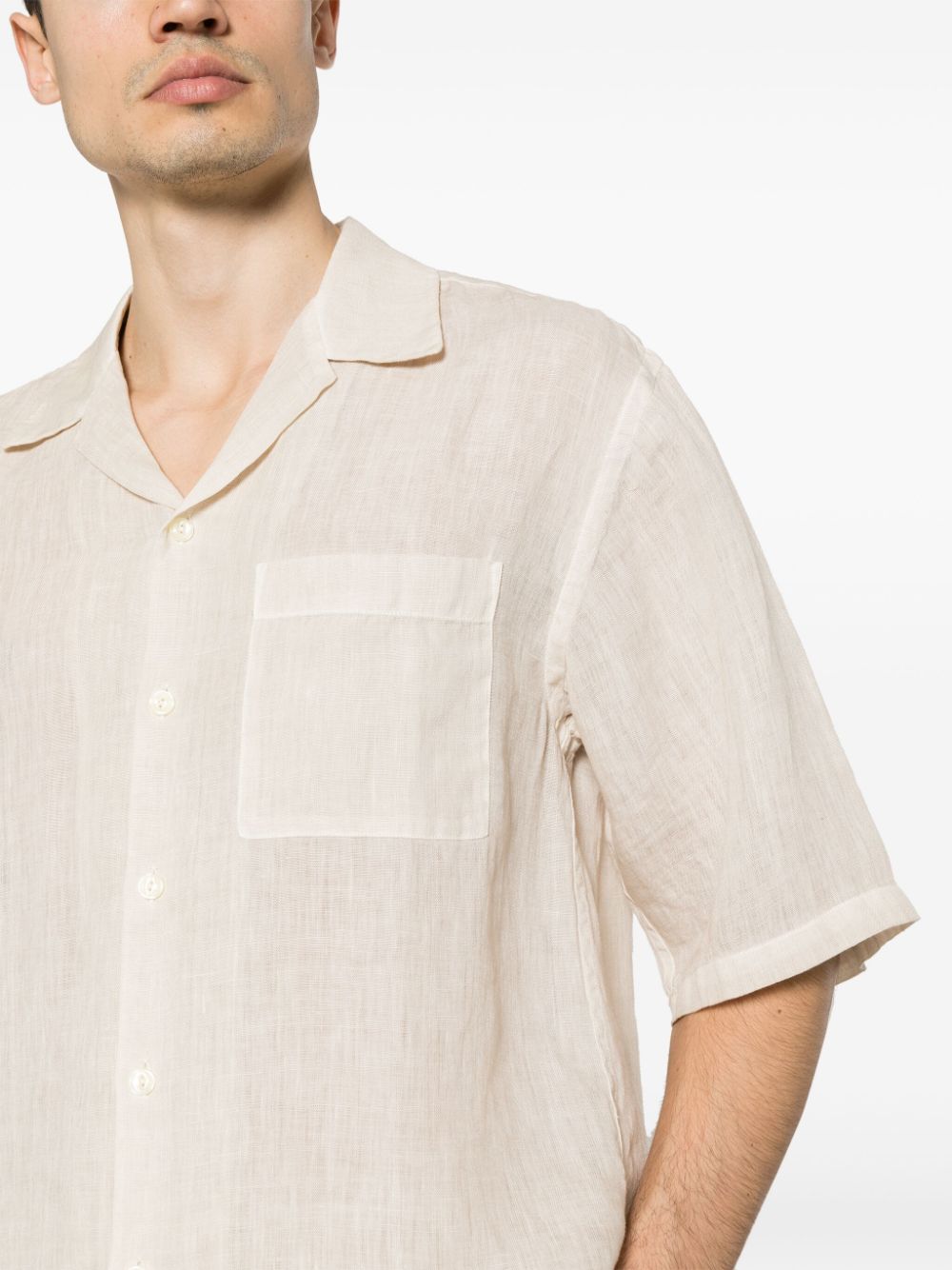 Beige linen shirt with short sleeves