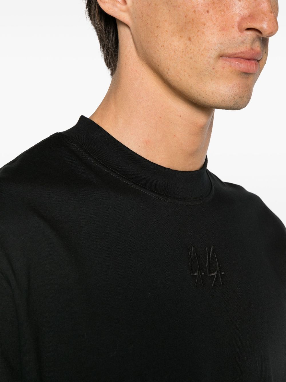 Black t-shirt with red logo