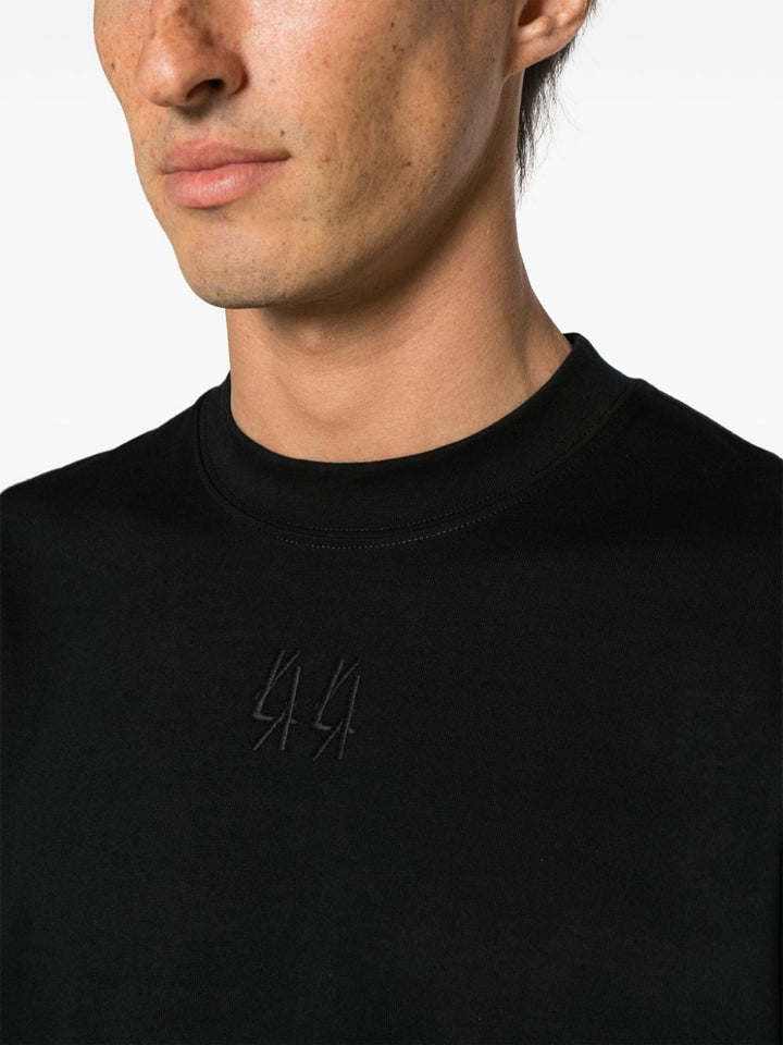 T-shirt nera logo grigio