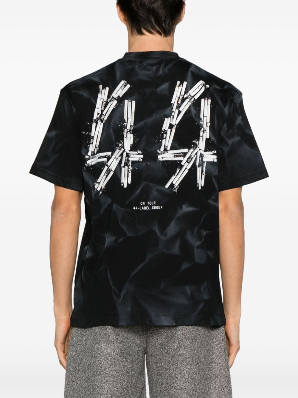 Black smoke effect t-shirt with white logo