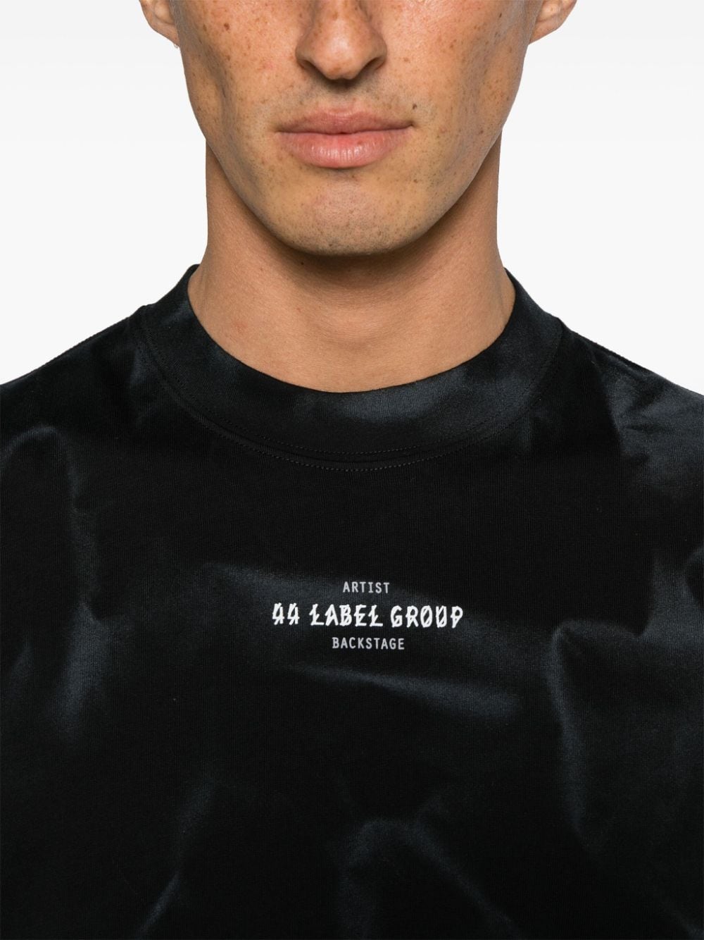 T-shirt noir effet fumé avec logo blanc