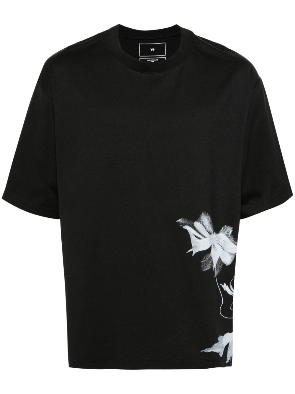 T-shirt nera stampa fiore