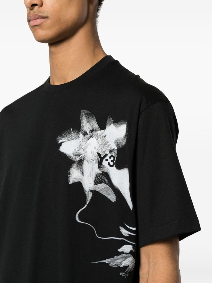 Black flower print t-shirt