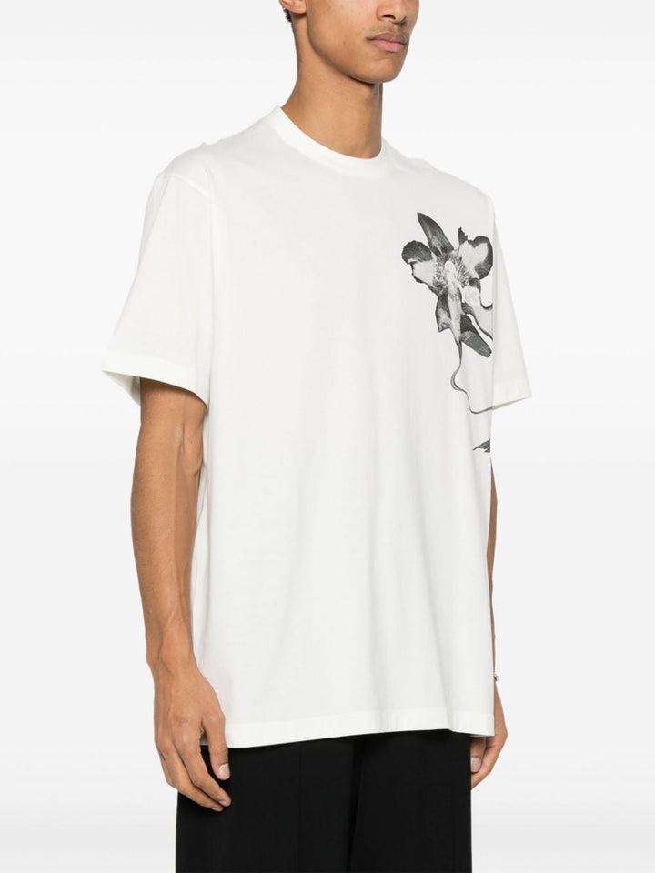 t-shirt bianca stampa fiore