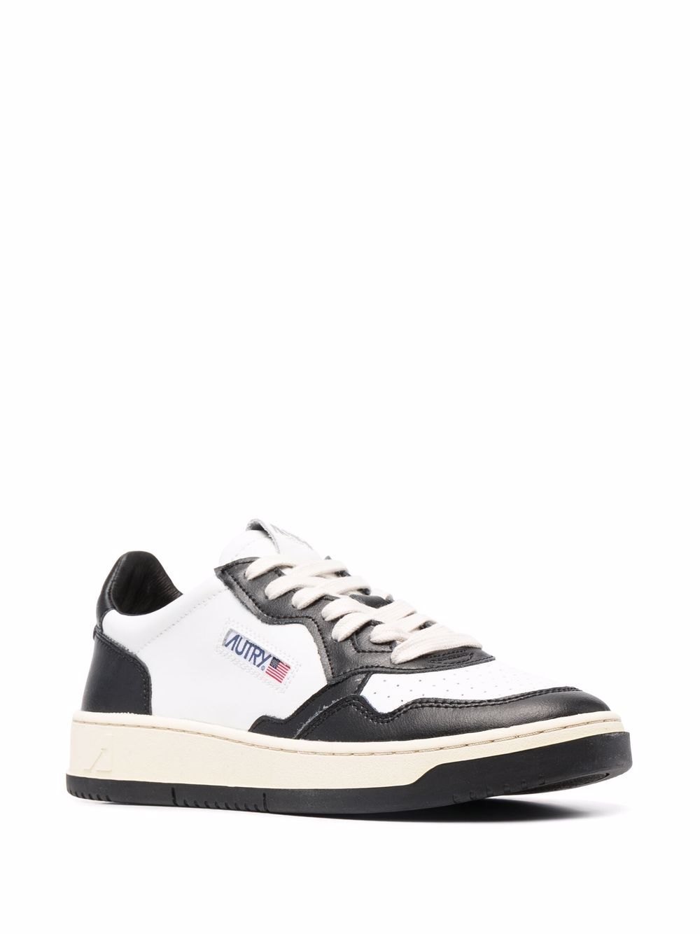 White and black leather sneakers
