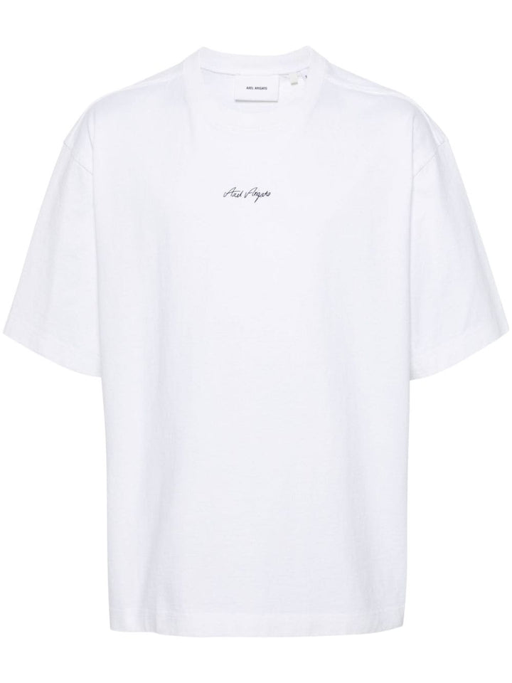 T-shirt bianca logo ricamato