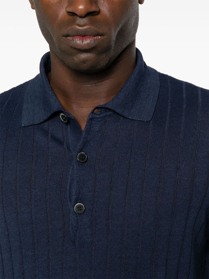 Blue knitted polo shirt