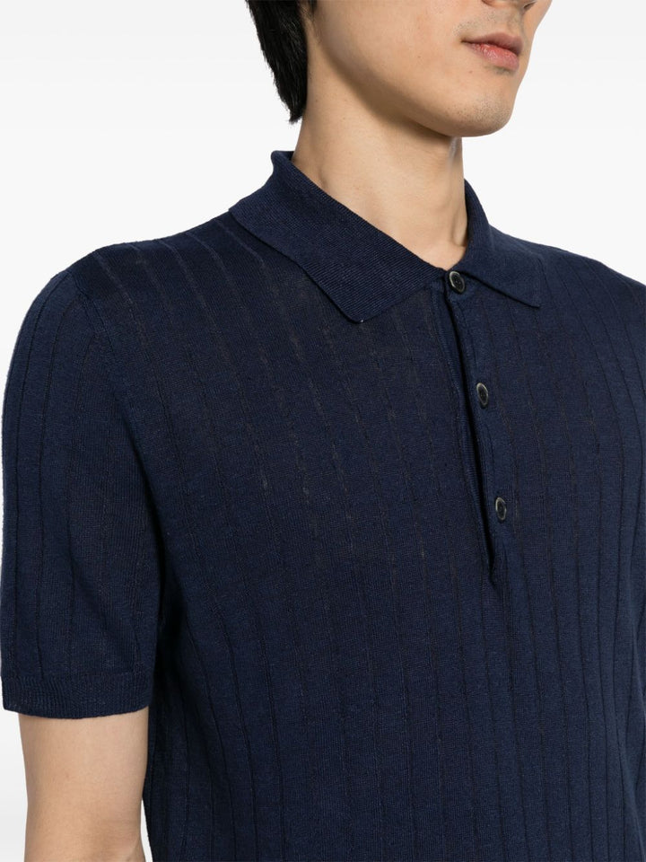 Navy blue knitted polo shirt