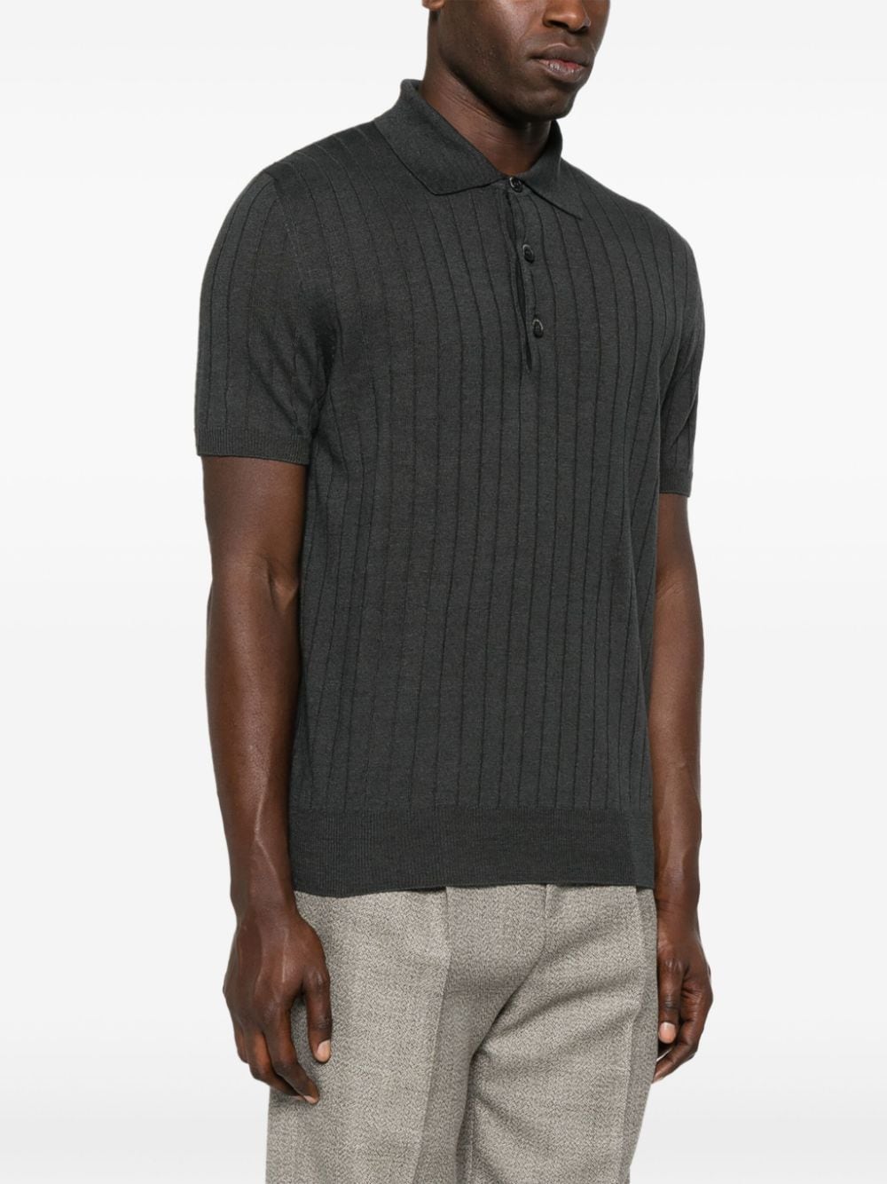 Gray knitted polo shirt