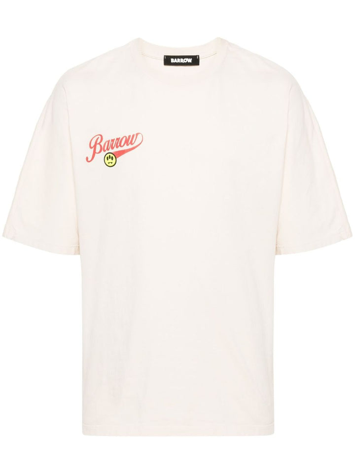 White t-shirt with red logo
