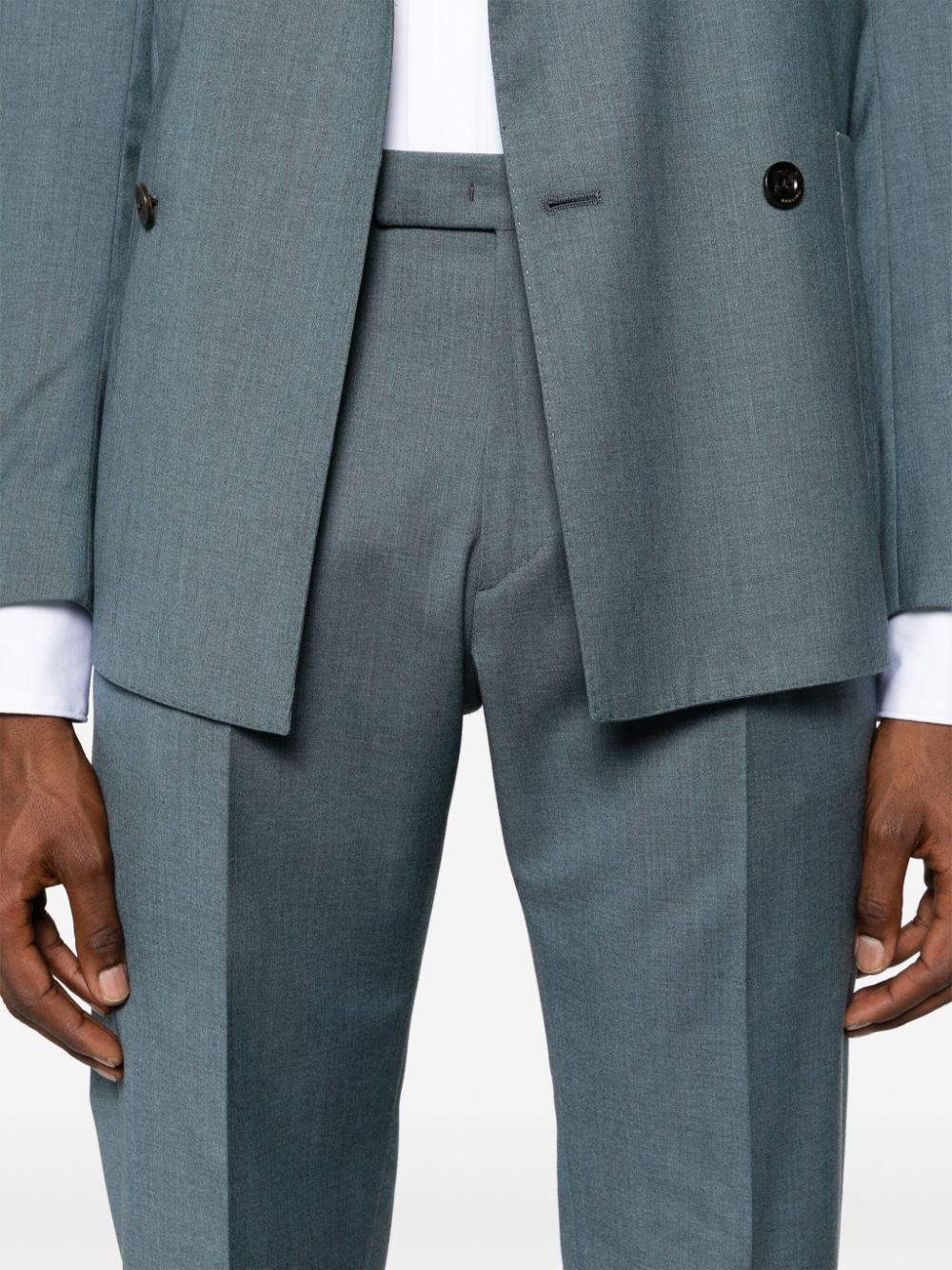 Powder blue double-breasted suit
