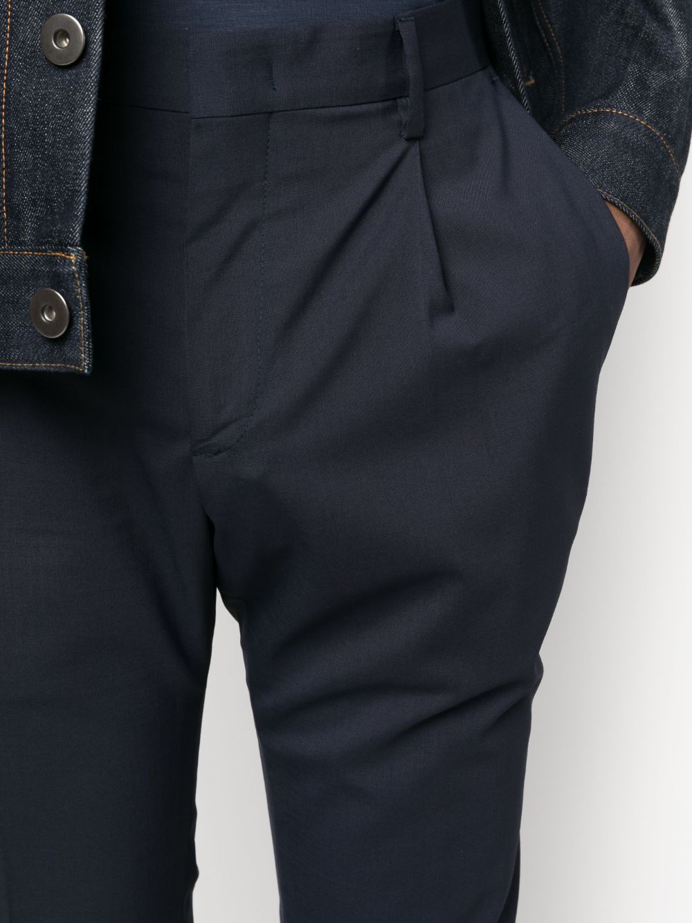 Pantalone Tiberio blu con risvolto
