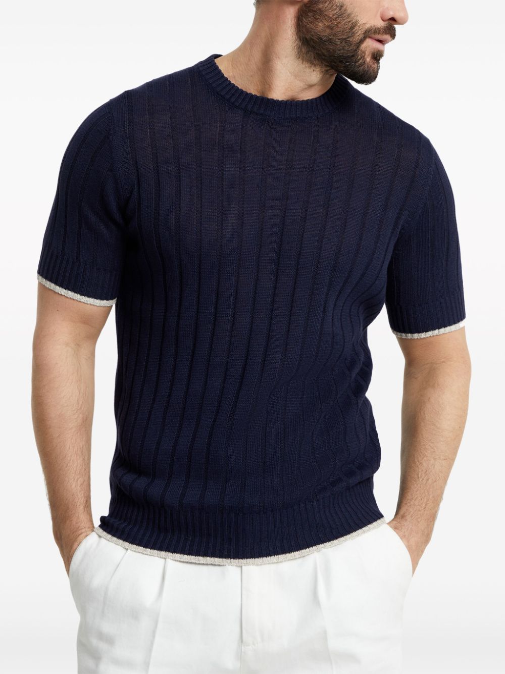 Blue knitted T-shirt