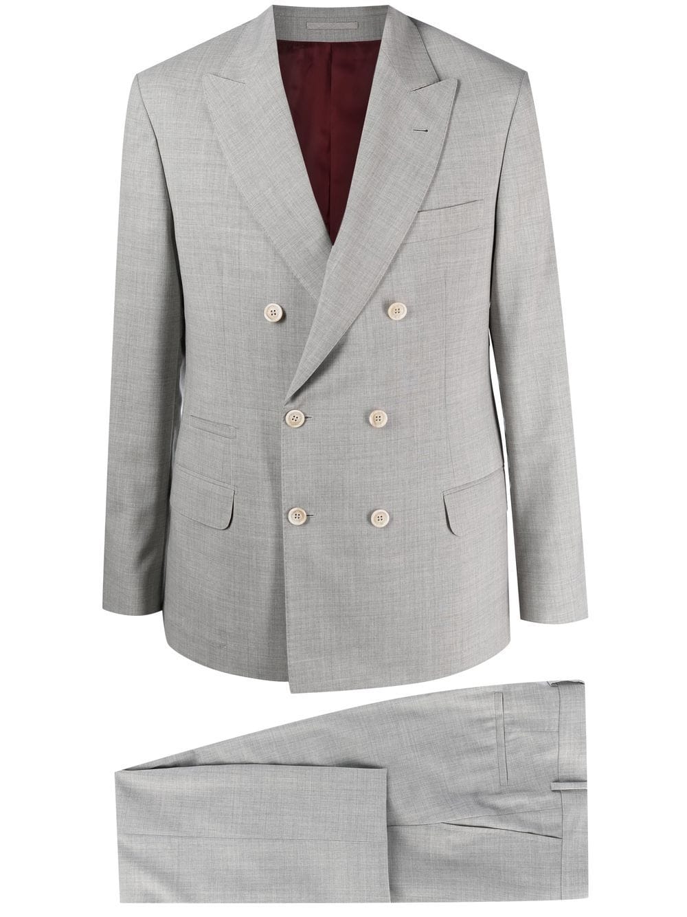 Pearl gray double-breasted suit