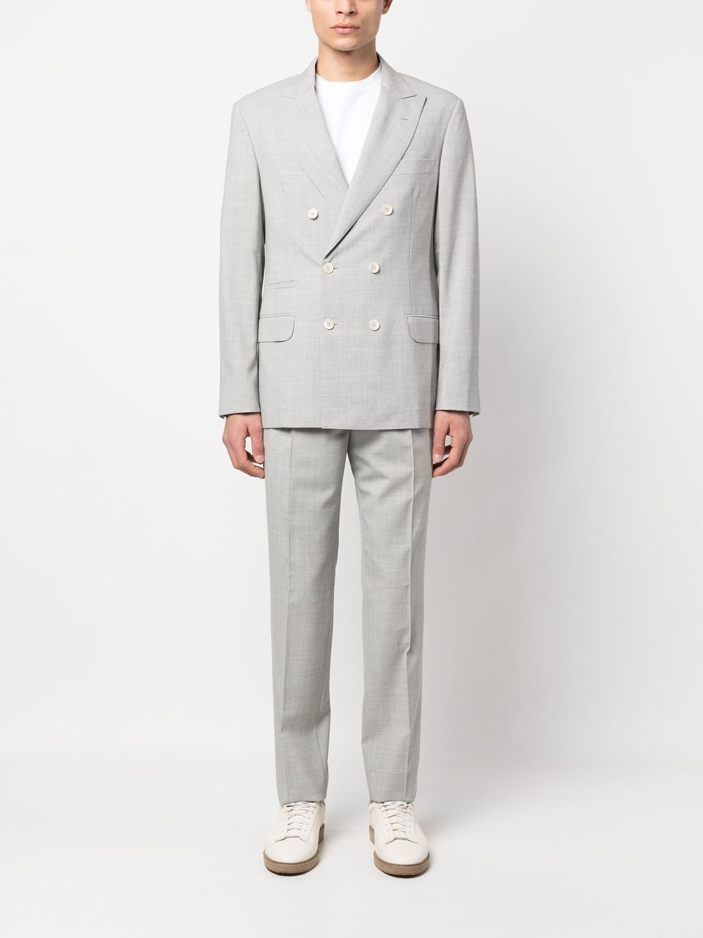 Pearl gray double-breasted suit