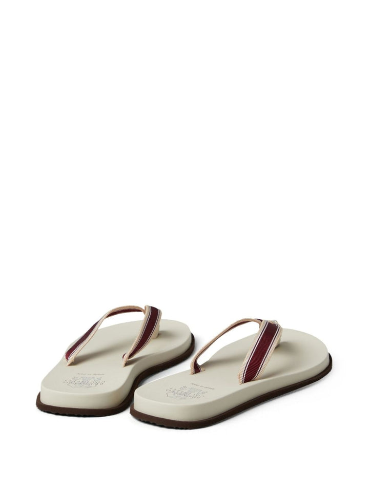 Burgundy denim flip flops