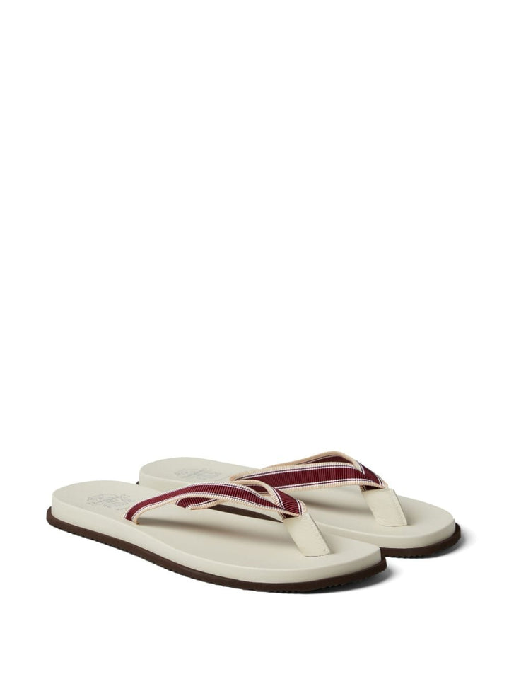 Burgundy denim flip flops