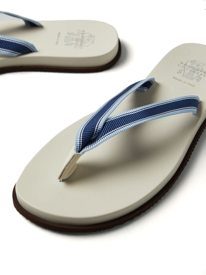 Blue denim flip flops