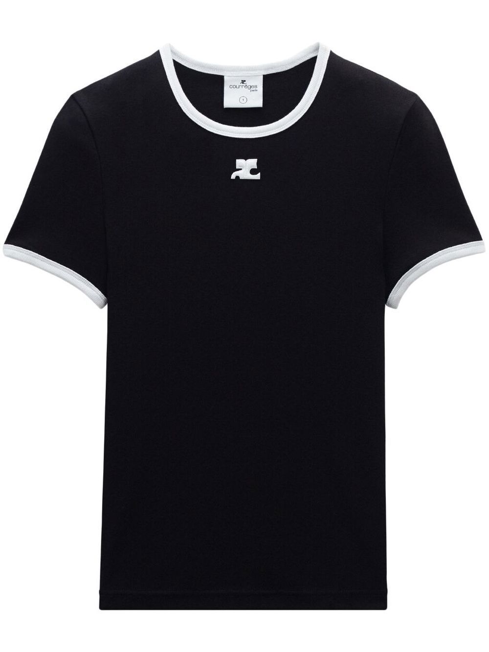T-shirt nera contrasti bianchi
