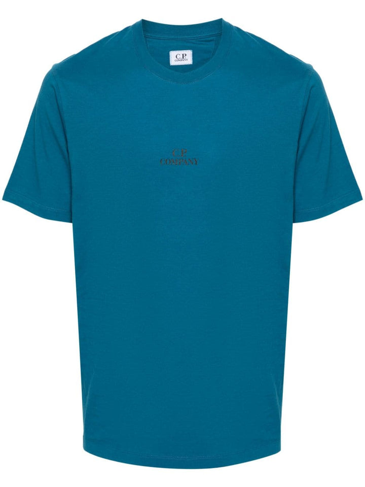 Blue t-shirt with logo on the back