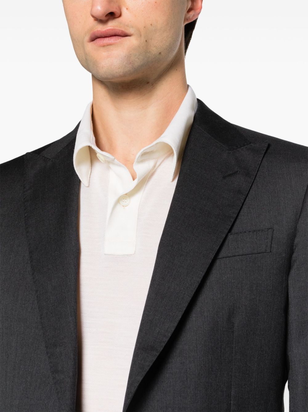 Single-breasted dark gray blazer