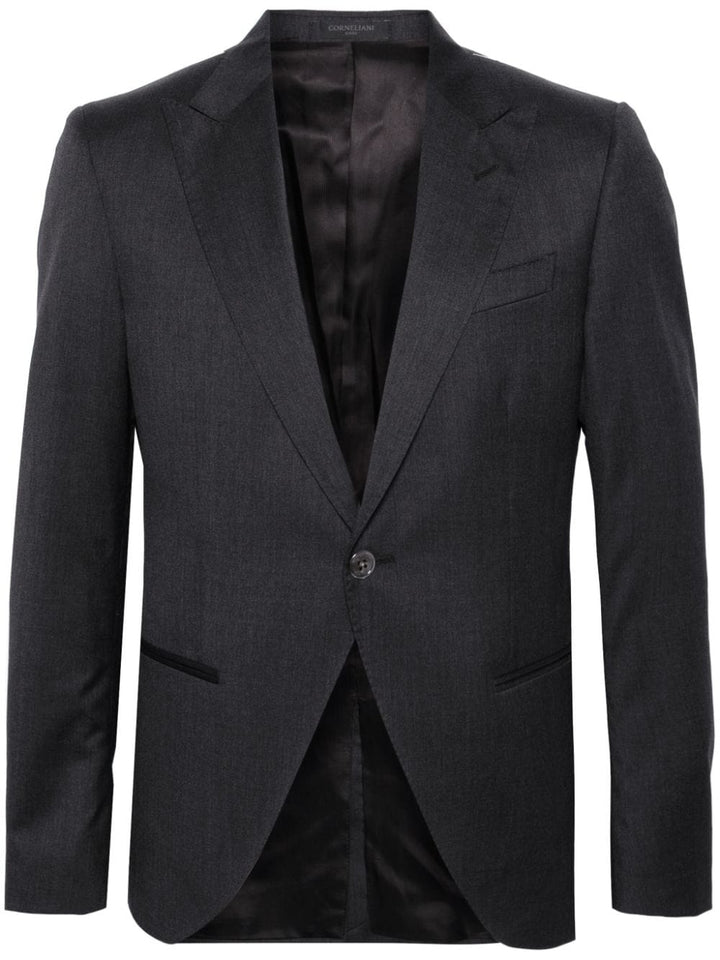 Single-breasted dark gray blazer