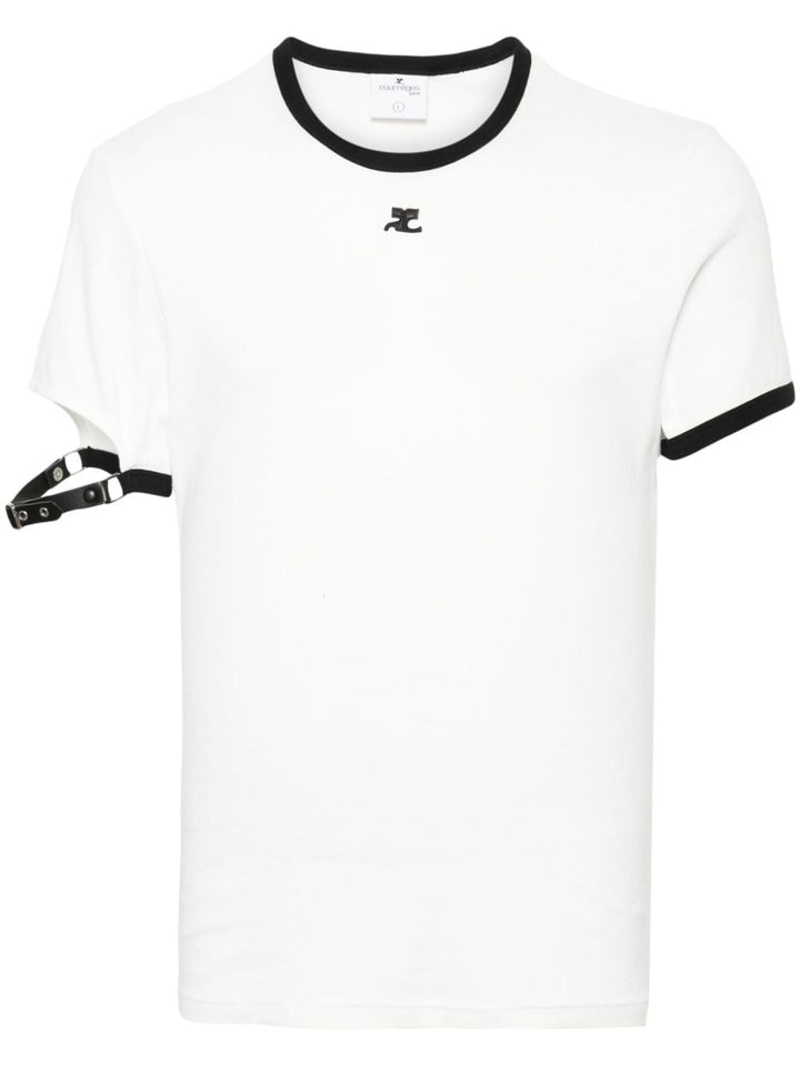 T-shirt bianca dettaglio fibbia