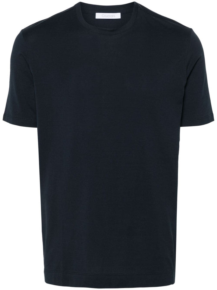 Blue stretch cotton T-shirt