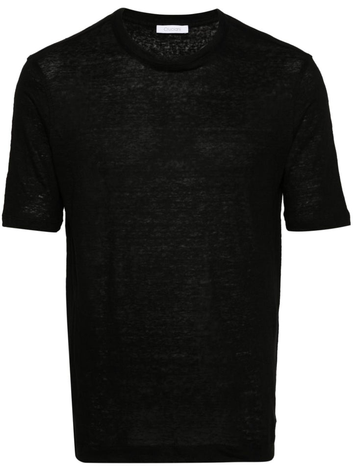 T-shirt nera in lino