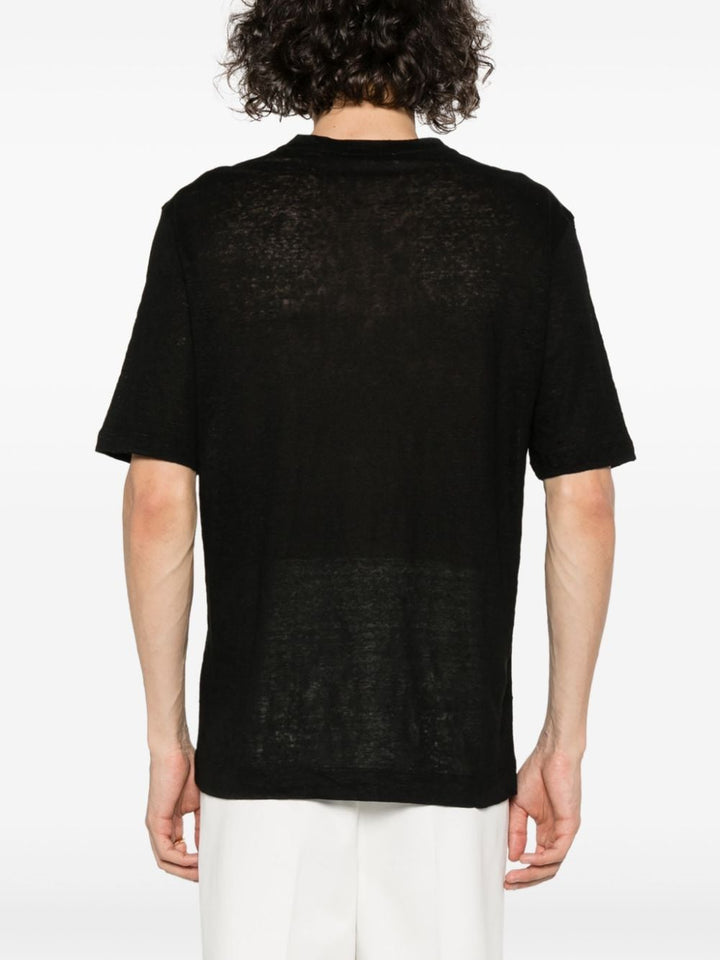 T-shirt nera in lino