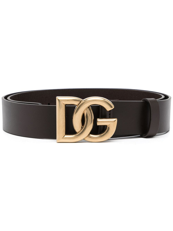 Dark brown belt with gold logo